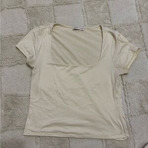 Sincerely Jules Cream Square Neck Tee